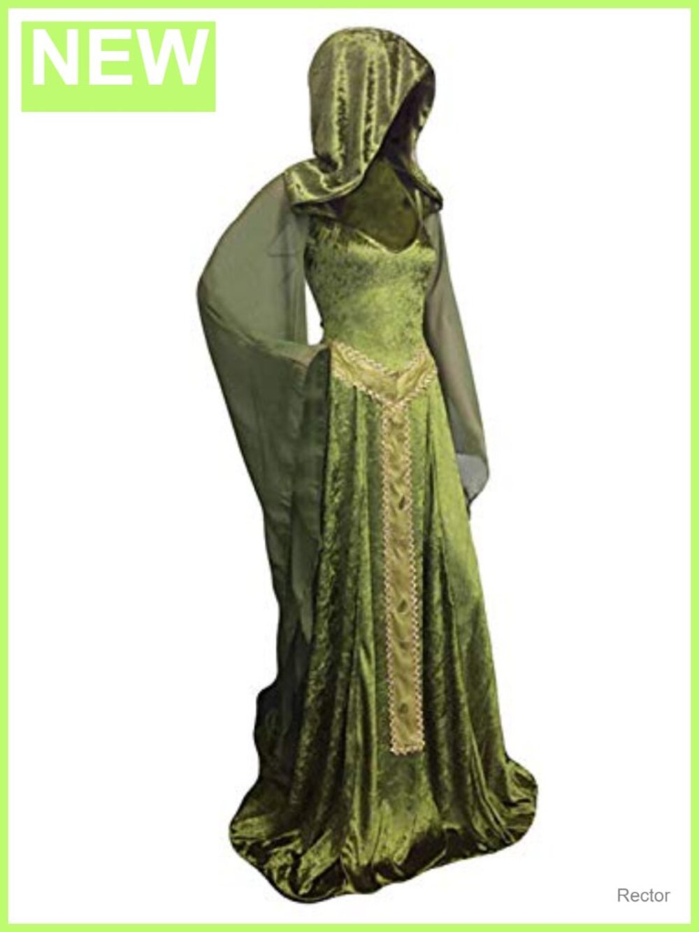 Sinastar Medieval Hooded Lace Up Gothic Gown Renaissance Dress